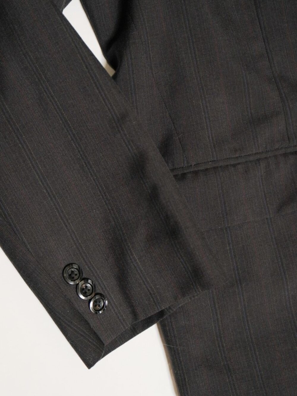 Vintage MINOVA ENGLAND Super 110's Black Wool Striped Blazer - Picture 3 of 12